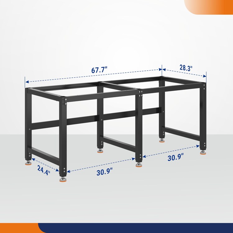 Workbench Steel Frames with Adjustable Legs for 72 x 36'' Surface
